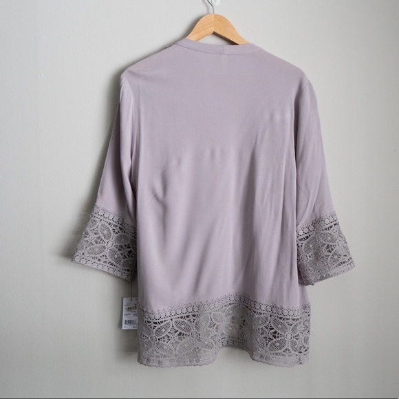 🆕NY Collection Lace-Trim Open Front Cardigan - Picture 3 of 6